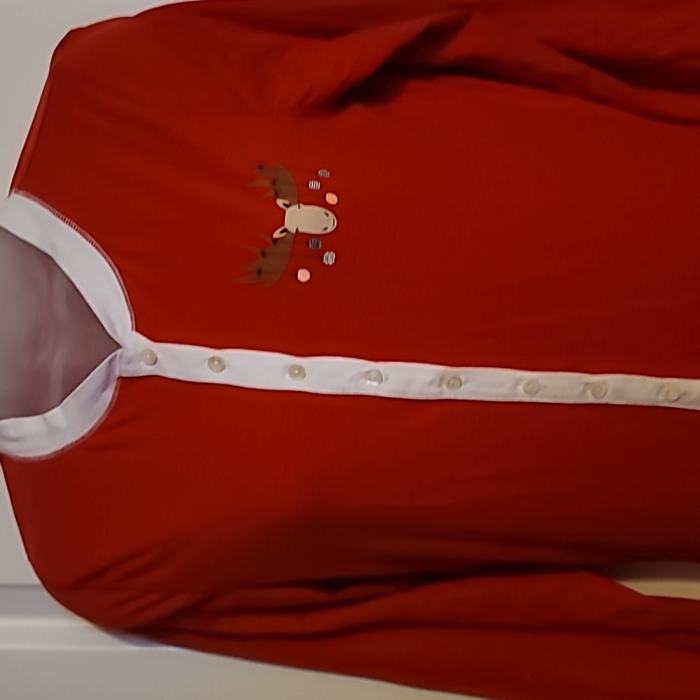 J. Crew Red Women's One Piece Reindeer Pajamas Sz: M - Picture 4 of 10